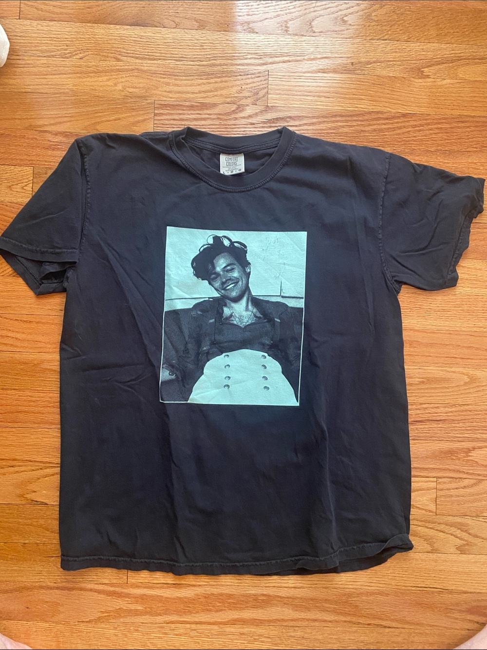 Harry Styles NYC merch Comfort Colors Black Short Sleeve Tee with Teal